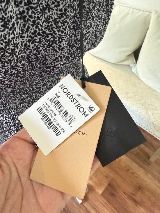 NWT Nordstrom Halogen Black & White Ruffle Midi Dress Size Small - Picture 4 of 4